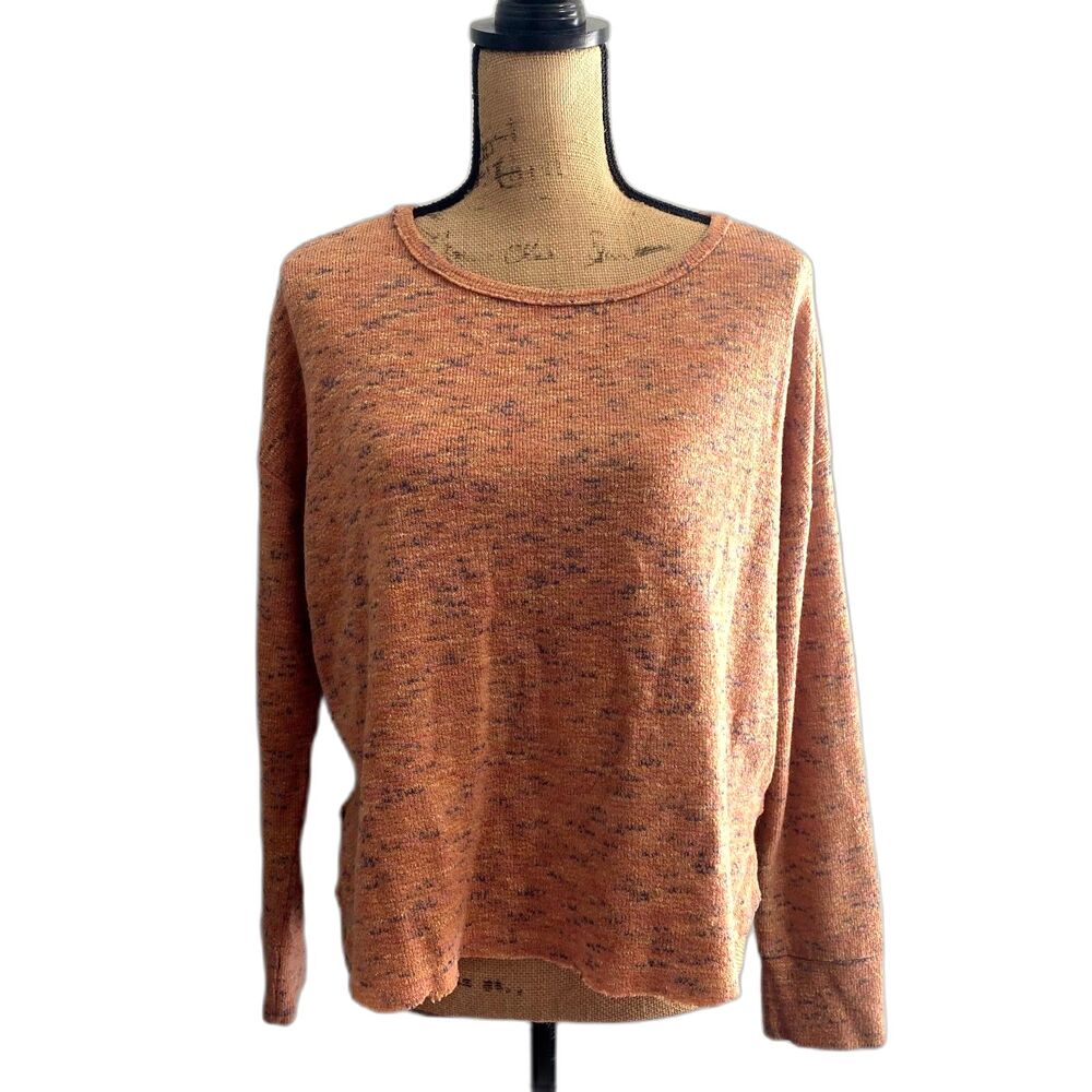 Chelsea & Violet Orange Marl Knit Sweater Raw‎ Hem Relaxed Crop Size Medium